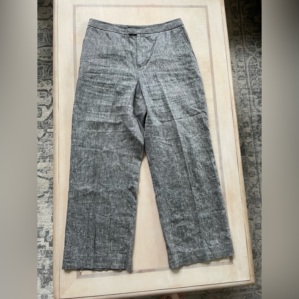 Ellen Tracy Women’s Grey 100% Linen High Rise Dress Pants Size 10